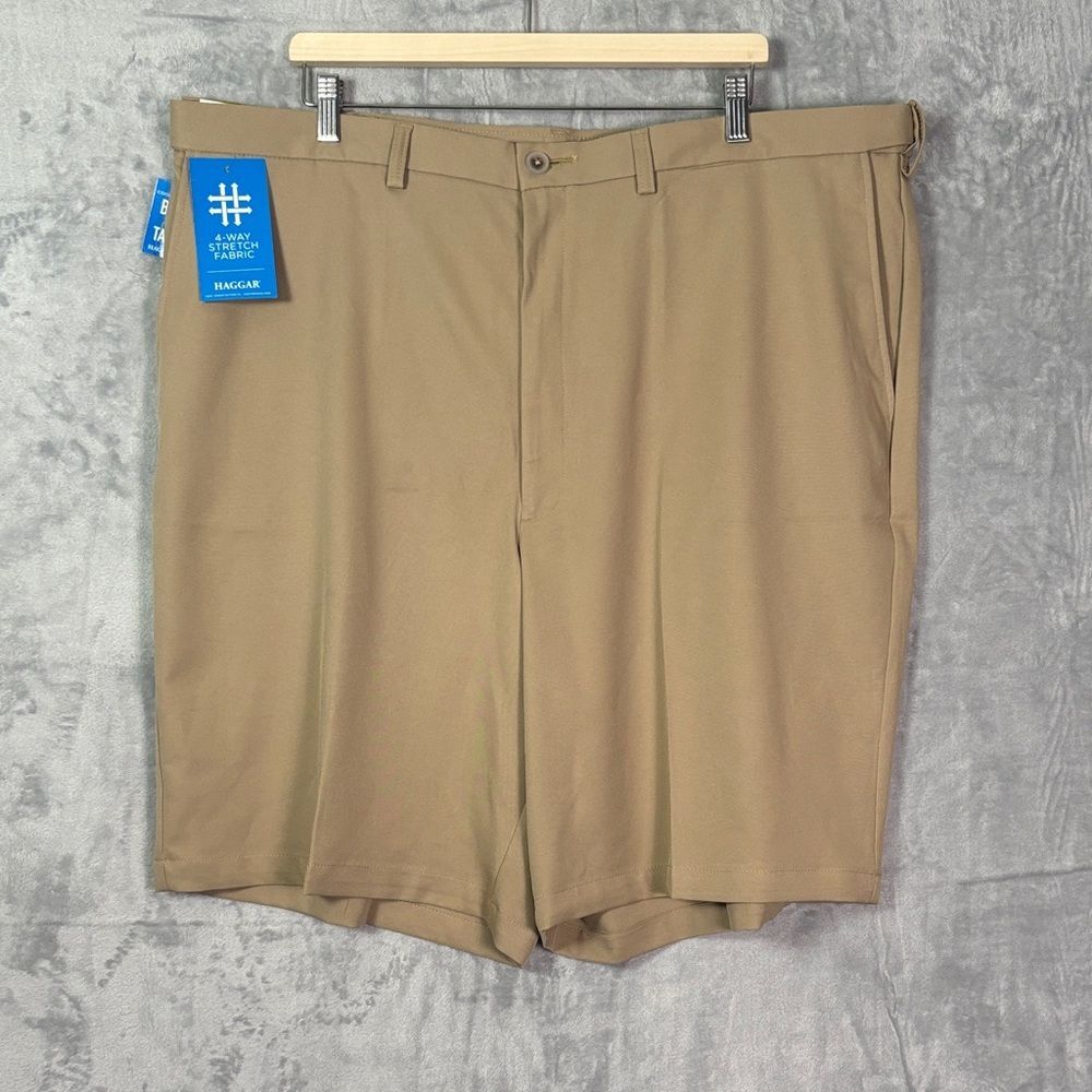 NWT New Haggar Khaki Cool 18 Pro Expandable Waist Shorts Size 44